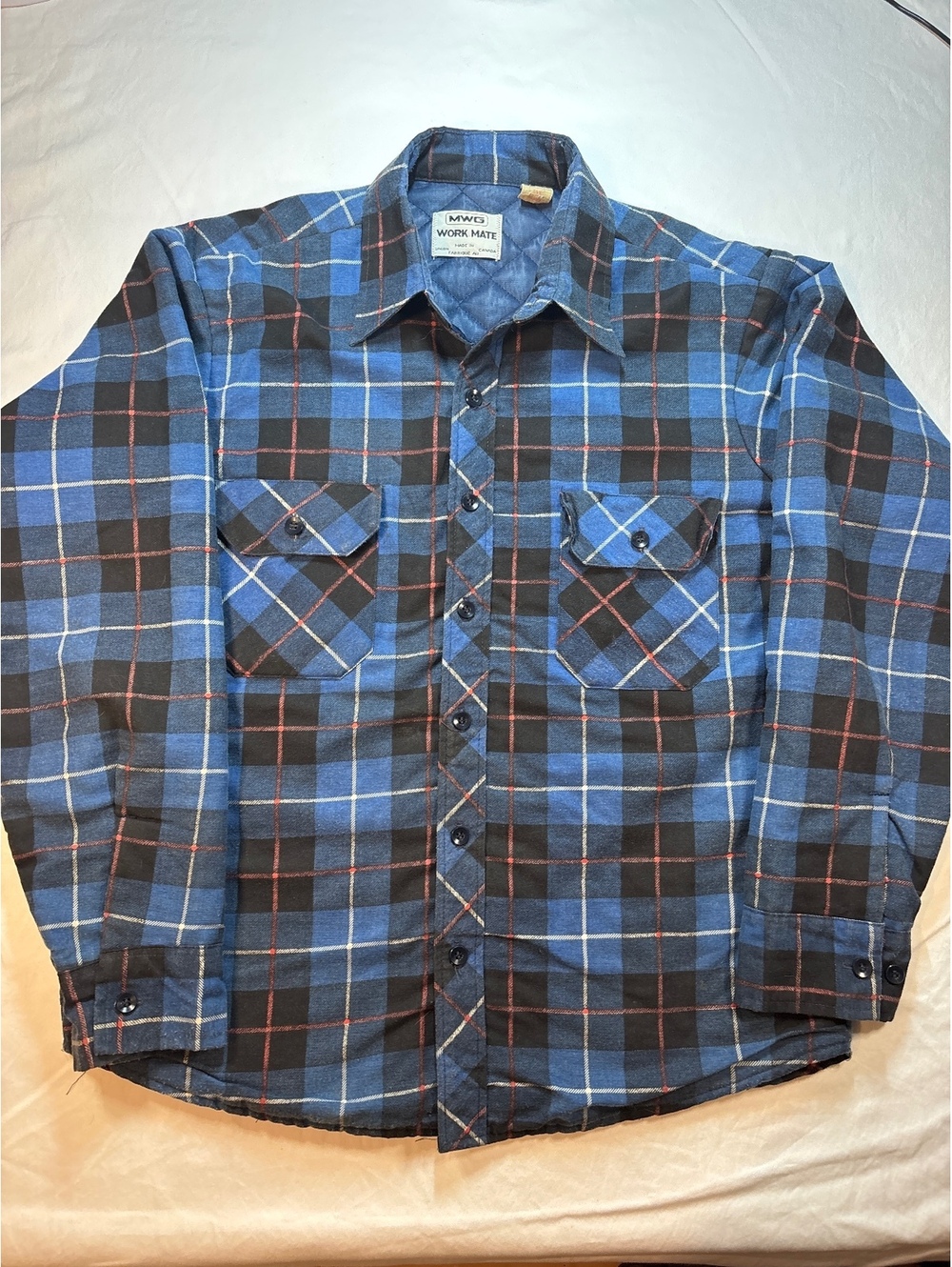 Vintage 1980βs MWG Workmate Plaid Lumber Jacket Made in Canada Union Made